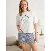 Trendyol Pyjamashortsit tummansininen / hunaja / valkoinen