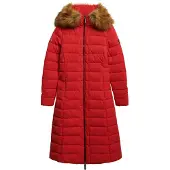 Superdry for woman. W5012141A New Arctic Long red quilted jacket (S), Casual, Polyester
