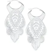Wildcat Mandala Leaf Hoops<!--63ef70a6621fa--> - Hopeinen metalli