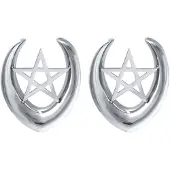 Wildcat Ear Saddles Pentagram - Hopeinen metalli, 8,0 mm