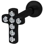 Wildcat Crystal Cross Earbarbell<!--63d619d6a98a8--> - Musta metalli