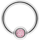Wildcat Medi Flat Back Jewelled Clip in Ring - BCR rengas - Hopeinen metalli, Vaaleanpunainen