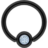Wildcat Medi Flat Back Jewelled Clip in Ring - BCR rengas - Musta metalli, Vaaleansininen