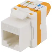 Deltaco – Cat6a Keystone-liitinmoduuli, muovia, valkoinen/oranssi (MD-123)