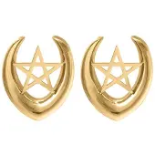 Wildcat Ear Saddles Pentagram - Kultainen metalli, 12,0 mm