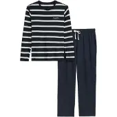 Marc o'polo Pitkä pyjama laivastonsininen / villanvalkoinen
