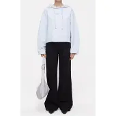 Closed Cropped Hoodie - Blue - S