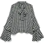 Vero Moda Vmsia Ls Flounce Top Wvn Ga - Black - M