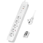 Logilink Haaroituspistoke 5-tie kauko-ohjauksella 433 MHz 1,5 m Valkoinen