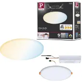 Paulmann -LED-paneeli Veluna, CCT ZigBee 18,5 cm himmennettävä, Valkoinen/opaali, Olohuone/ruokailutila, Synteettinen materiaali, Moderni