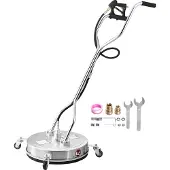 Vevor 20" painepesuri pintojen puhdistamiseen, ruostumattomasta teräksestä valmistetut painepesurin lisäosat 4 pyörällä, 4000 max. PSI, 3/8 pikaliitin, 2 suihkusuutinta, kaksoiskahva, betonille, teras