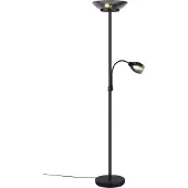 TRIO Gerry lattiavalaisin lukuvalolla 2xE27 + E14 180cm musta