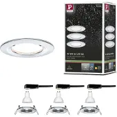 Paulmann 3-spotti Nova, pyöreä, kiinteä, kromi, IP44, GU10, himmennettävä, Kromi/hopea, Eteinen, Alumiini, Moderni,