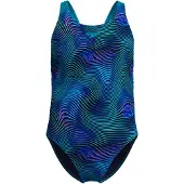 Speedo Print Leaderback One Piece - Blue - 176