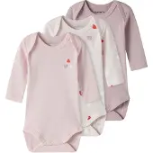 Name it Nbfbody 3P Ls Carinaria Heart Noos - Pink - 98