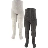 Minymo Wool Stocking - Rib 2-Pack - Grey - 140-146