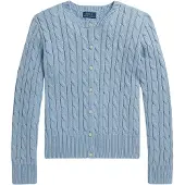 Ralph Lauren Metallic Cable-Knit Cardigan - Blue - 142-153