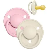 BIBS De Lux Natural Rubber Size 2: 6+ months tutti Ivory / Baby Pink 2 kpl