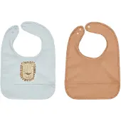 OYOY Lobo Leijona Ruokalappu 2-pack, Caramel/Ice Blue