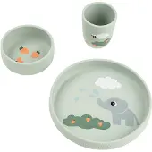 Done by Deer Stick&Stay Dinner Set Elphee Green - Green - PLATE:Ø 18X H 3CM.BOWL:Ø 10X H 4CM.MUG:Ø 6.6X H 7.5CM
