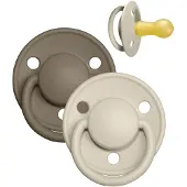 BIBS De Lux Tutit - Koko 2 - 2 kpl - Pyöreä - Vanilla/Dark Oak - - 6-18 kuukautta - Tutit