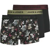 Jack & Jones Bokserishortsit 'JACFlower' vihreä / viininpunainen / musta / valkoinen