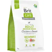 Brit Care Sustainable Adult Medium Breed Chicken & Insect, Koiran kuivaruoka, Herkkä ruoansulatus, 3 kg