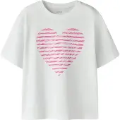 Name it T-paita - NkfFahiraz - Bright White/Seepra Heart - - 13-14 v (158-164) - T-paidat