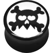 Wildcat Buffalo Horn Black Skull On White - 10,0 mm
