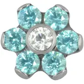 Wildcat Crystal Flower Dermal Anchor - Zirkonblau, 6,0 mm, 1,2 mm