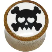 Wildcat Wood &amp; Buffalo Horn Skull &amp; Crossbone - 14,0 mm