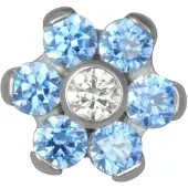 Wildcat Crystal Flower Dermal Anchor - Saphirblau, 6,0 mm, 1,2 mm