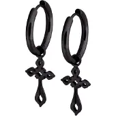 Wildcat Little Gothic Cross - korvarenkaat (pari) - Musta metalli