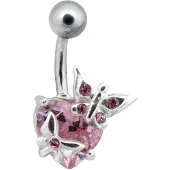 Wildcat Silver Setting Crystal Heart Butterfly