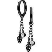Wildcat Mini Crystal Leaf Hoops - Korvakorut (pari) - Musta metalli