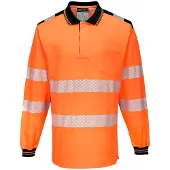 Portwest T184 oranssi/musta pitkähihainen Hi-Vis poolopaita