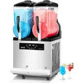 Vevor kaupallinen slushy-kone, 12Lx2 kaksoissäiliöinen jäädytettyjen juomien kone, 96 kuppia ruostumattomasta teräksestä valmistettu Margarita Smoothie -jäädytettyjen juomien valmistaja, slushie-kone