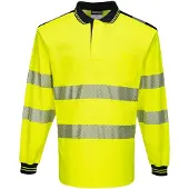Portwest T184 keltainen/musta pitkähihainen Hi-Vis poolopaita