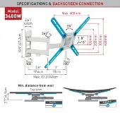 Barkan 3400W bracket - full-motion - for LCD TV / curved LCD TV - white - Max 40 kg - recommended for 65"