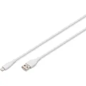 Digitus AK-600108-005-W, 0,5 m, Lightning, USB A, Uros, Uros, Valkoinen