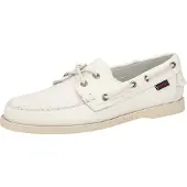 Sebago for man. 7000H00 Docksides leather boat shoes Portland white (43), Flat, Laces, Casual