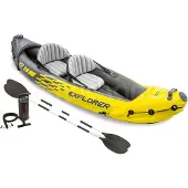 Intex Explorer K2, Puhallettava kajakki, 2 henkilö(t), 180 kg, Harmaa, Keltainen, Polyvinyylikloridi (PVC), 2 istuin(ta)