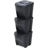 Keden - IKWB25S3W-S433W - Keden Poubelle Sortibox 25 L Pakkaus 3 - Ekologinen puu antrasiitti