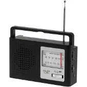Adler AM/FM-radio, jossa on teleskooppiantenni ja liitäntätulo
