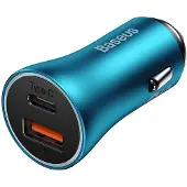 Baseus Golden Contactor Max car charger, USB + USB-C, 60W (blue)
