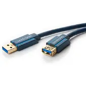 ClickTronic USB 3.0 A - A, uros - naaras -jatkokaapeli, 3 m, musta