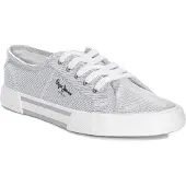 Pepe Jeans for woman. PLS31439 Brady Party Ballerina Shoes silver (37), Fabric, Flat, Laces, Casual