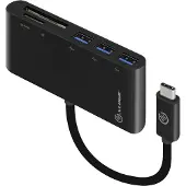 Alogic USB-C MultiPort Adapter with Card Reader/3 x USB 3.0 Hub USB hub - 3 porttia - Musta