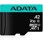 ADATA Premier Pro 128 Gt MicroSDXC UHS-I U3 V30 A2 -muistikortti + SD-adapteri, musta, sininen