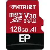 Patriot Memory – Patriot microSDXC EP memory card, 128 GB, UHS-I U3 V30, Class 10, A1, black and red, for smartphones and Full HD video recording (PEF128GEP31MCX)